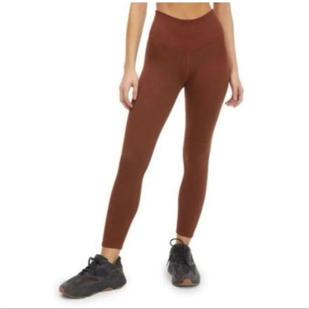 Good American Tortoise Shell Seamless Chunky Ribbed High Waist Leggings Size 5/6